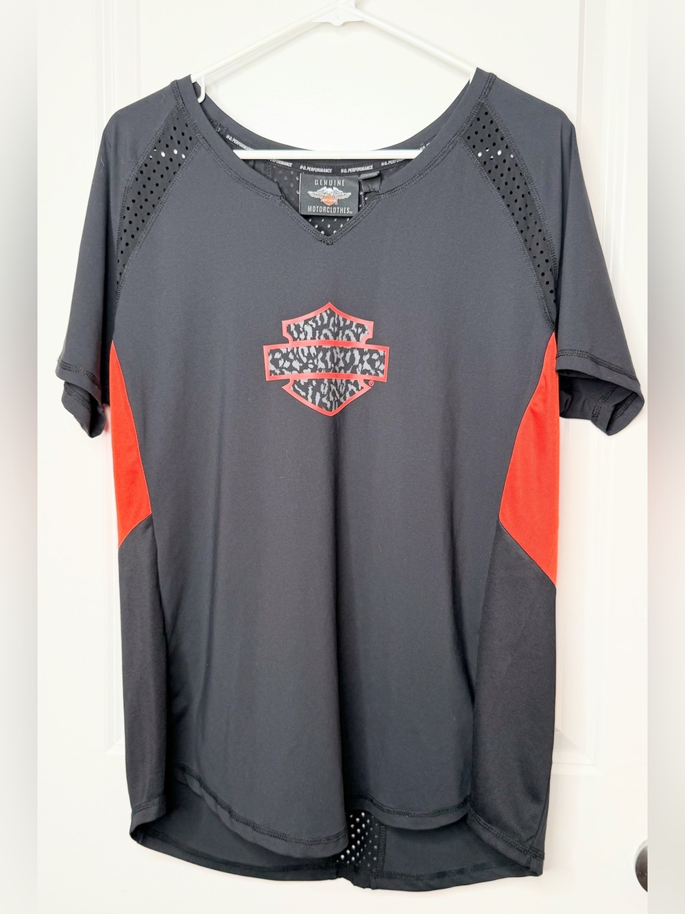 Harley Davidson Women 2XL Performance Shirt Black Red Mesh Logo NWT
